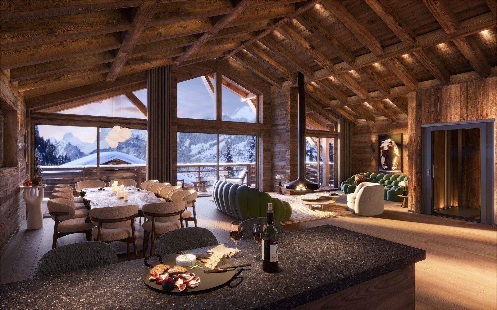 Châtel Le 5 — exposed beams and mountain views
