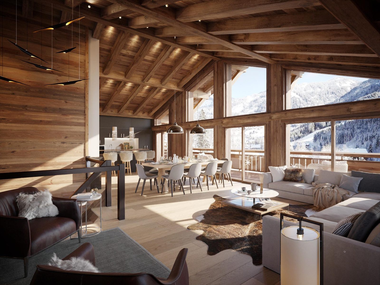 Living room of the La Réserve chalet in Châtel